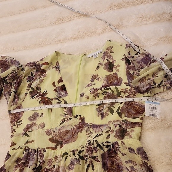 FOURTEENTH PLACE Ella Long Sleeve Chiffon Tiered Maxi dress in yellow bouquet XL - Picture 12 of 16